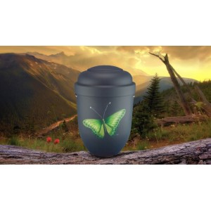 Biodegradable Cremation Ashes Funeral Urn / Casket - GREEN BUTTERFLY